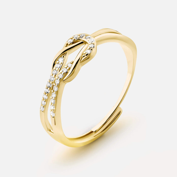 Twisted Knot Statement Ring silver-tone interlocking knot close-up