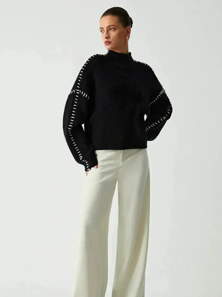 Nia | Women's Cropped Mock Neck Ribbed Sweater