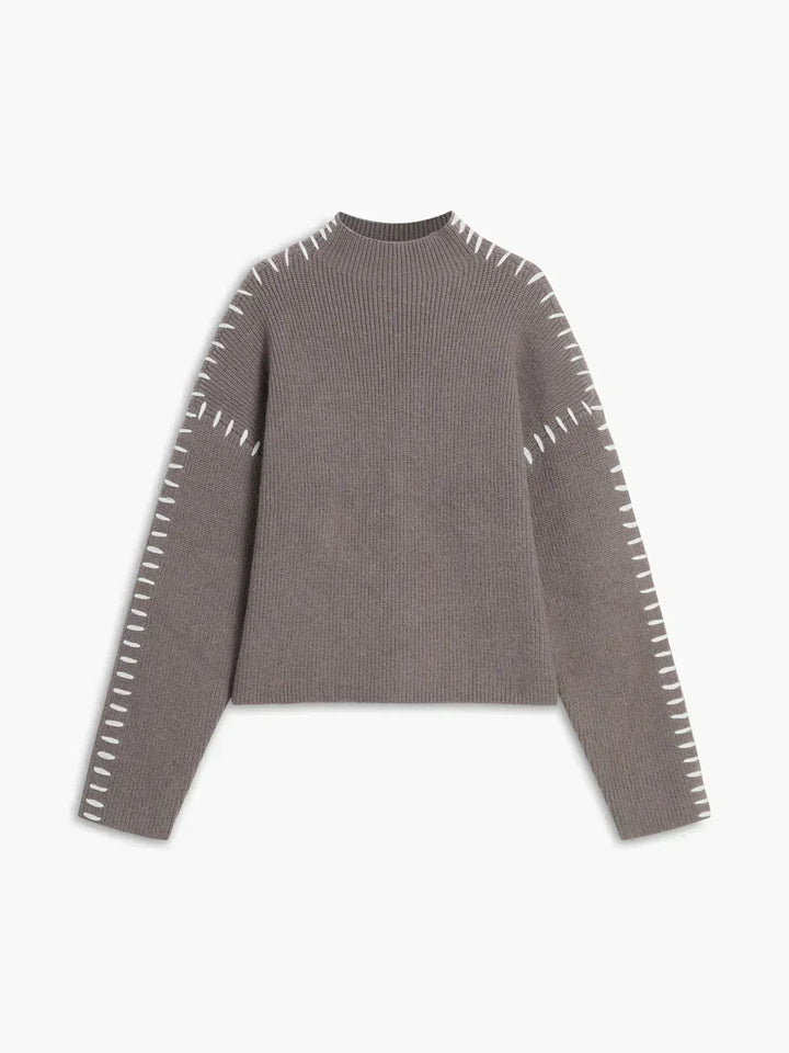 Nia | Women's Cropped Mock Neck Ribbed Sweater