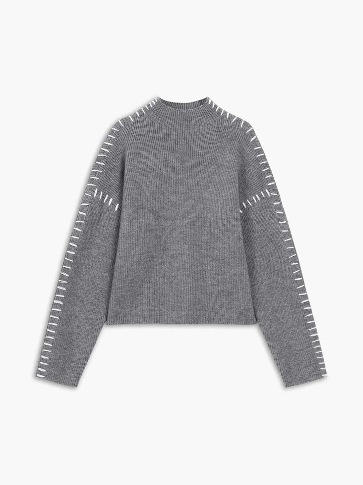 Nia | Women's Cropped Mock Neck Ribbed Sweater