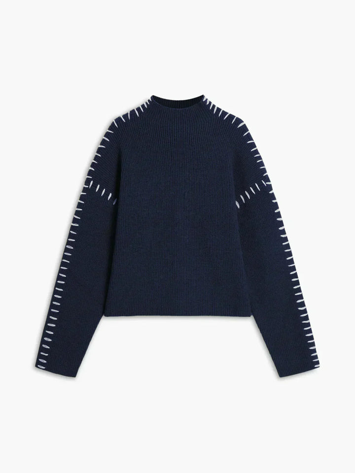 Nia | Women's Cropped Mock Neck Ribbed Sweater