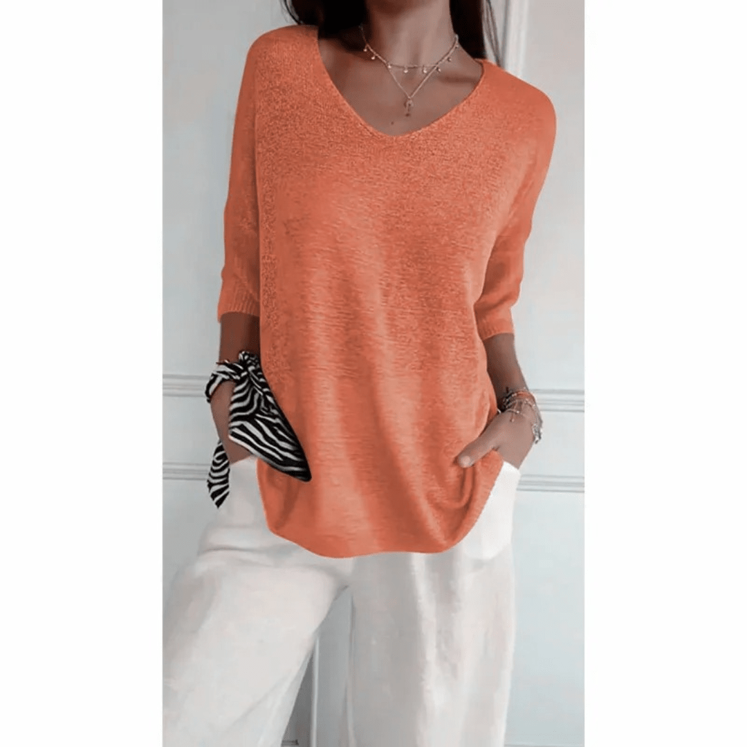 Loraine V-Neck Shirt — styled view