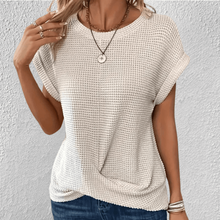 Luna Waffle-Knit Top — close-up view