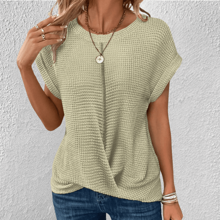 Luna Waffle-Knit Top — styled view