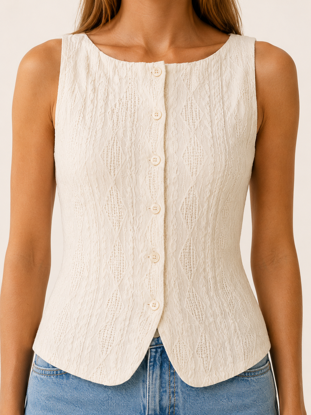 Mae | Button Tank Top with Boat Neck