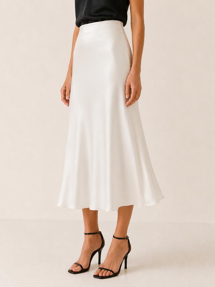 Malina | Satin Midi Skirt with High Waist