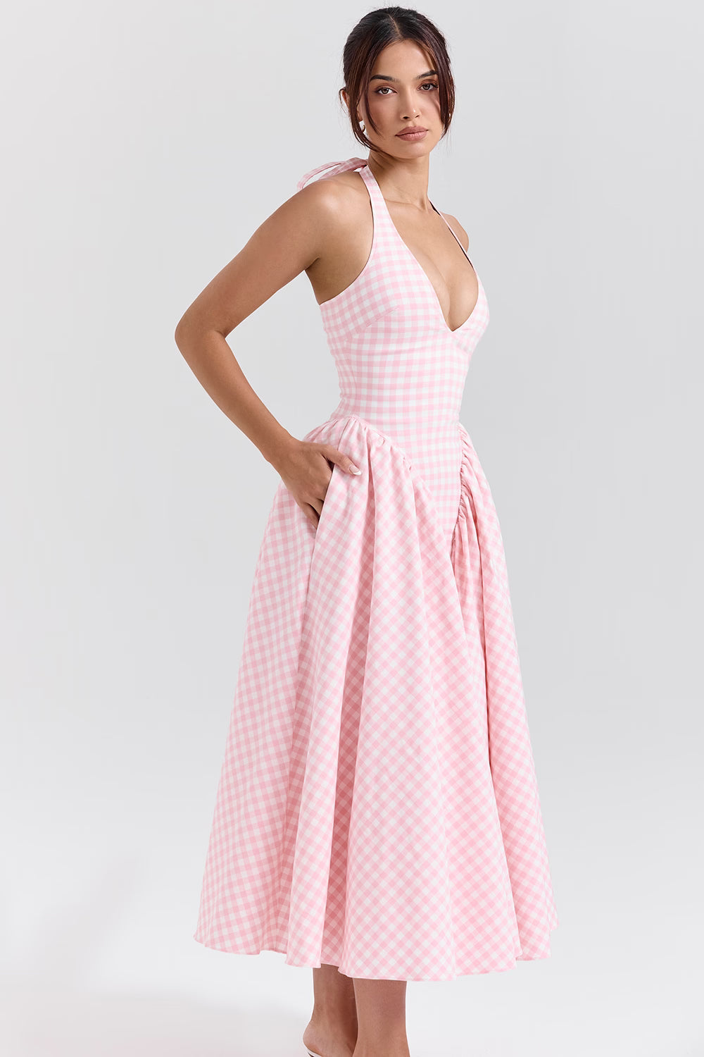 Marilyn Midi Dress halter neck detail