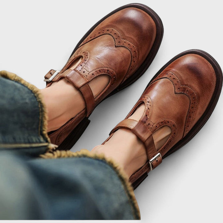 Elisa Leather Heel Mary Jane — side view