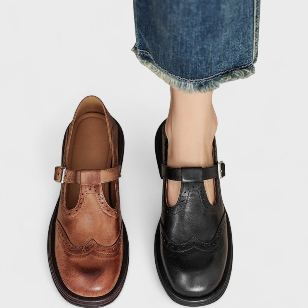 Elisa Leather Heel Mary Jane — back view