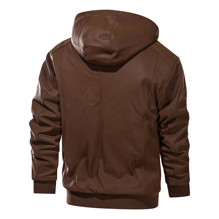 Saddle Brown Marziano leather jacket, styled full-length view