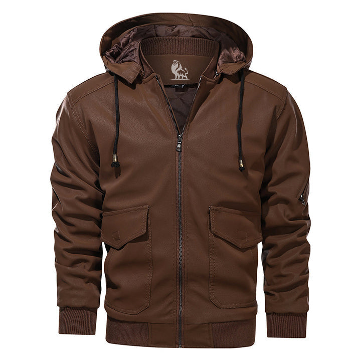 Saddle Brown Marziano leather jacket, side view