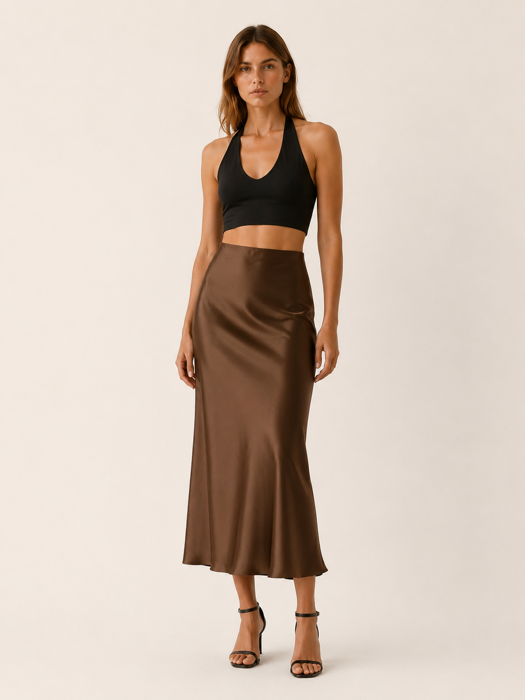 Maura | Satin Midi Skirt with High Waist