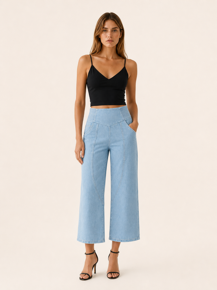 Mavis | Harem Wide-Leg Trousers with Curved Seams