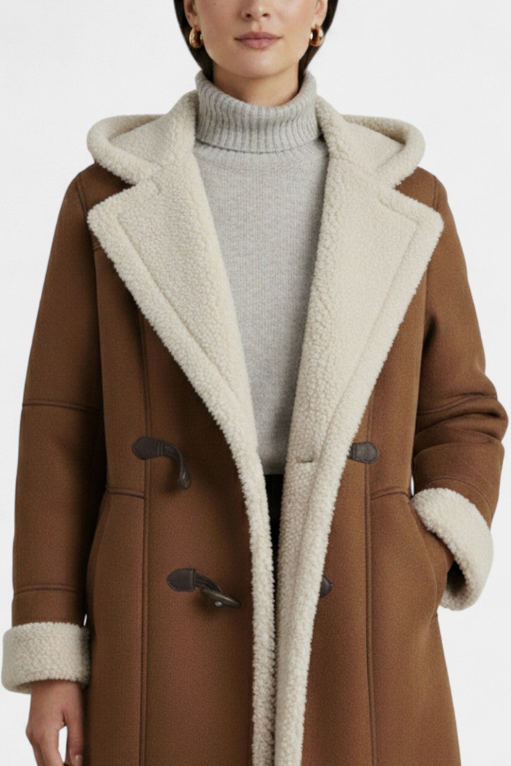 Katja winter coat in black front view model