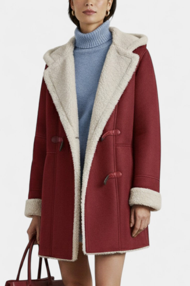 Katja hooded coat full length walking model