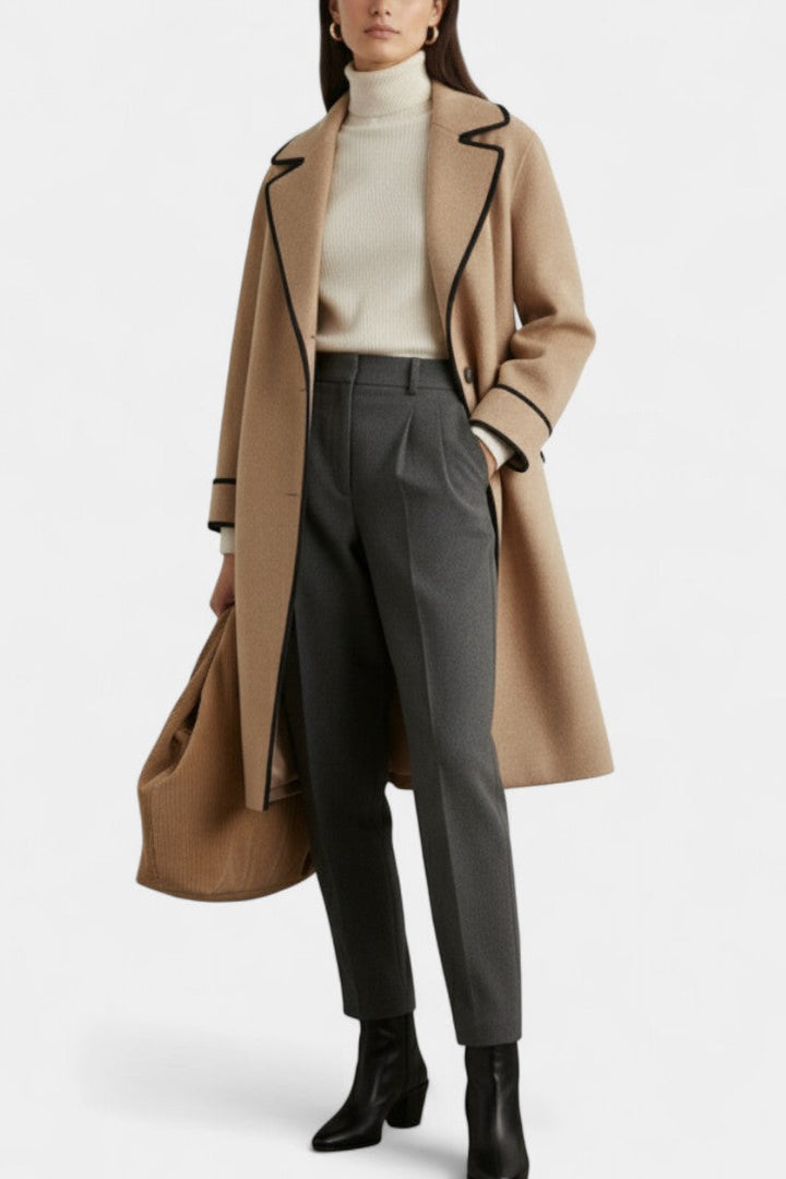 Harper wool blend coat back view model