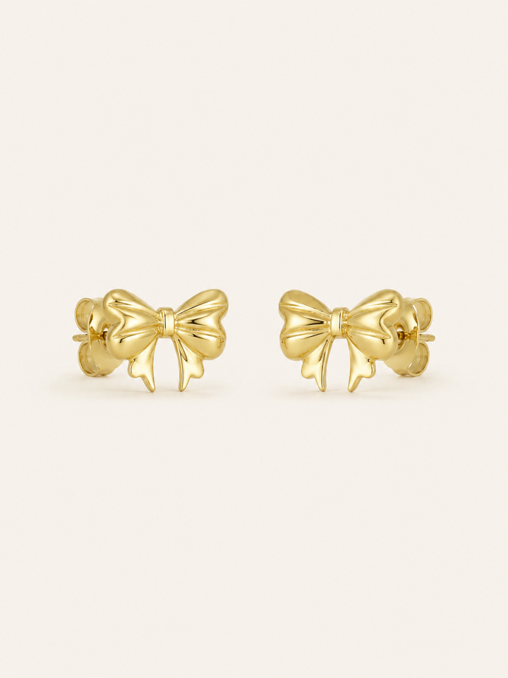 Mina | Bow Stud Earrings with Polished Finish