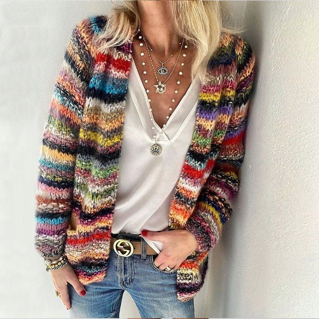 Layla Super Soft, Multi-Colored Cardigan — front view