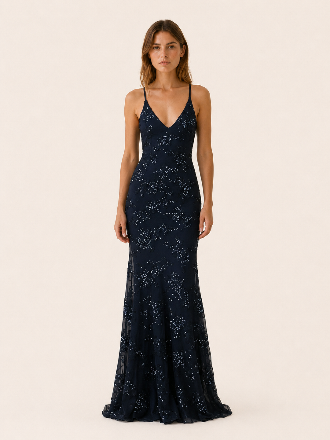 Wine Red Sequin Maxi Dress with Fitted Silhouette – detail view