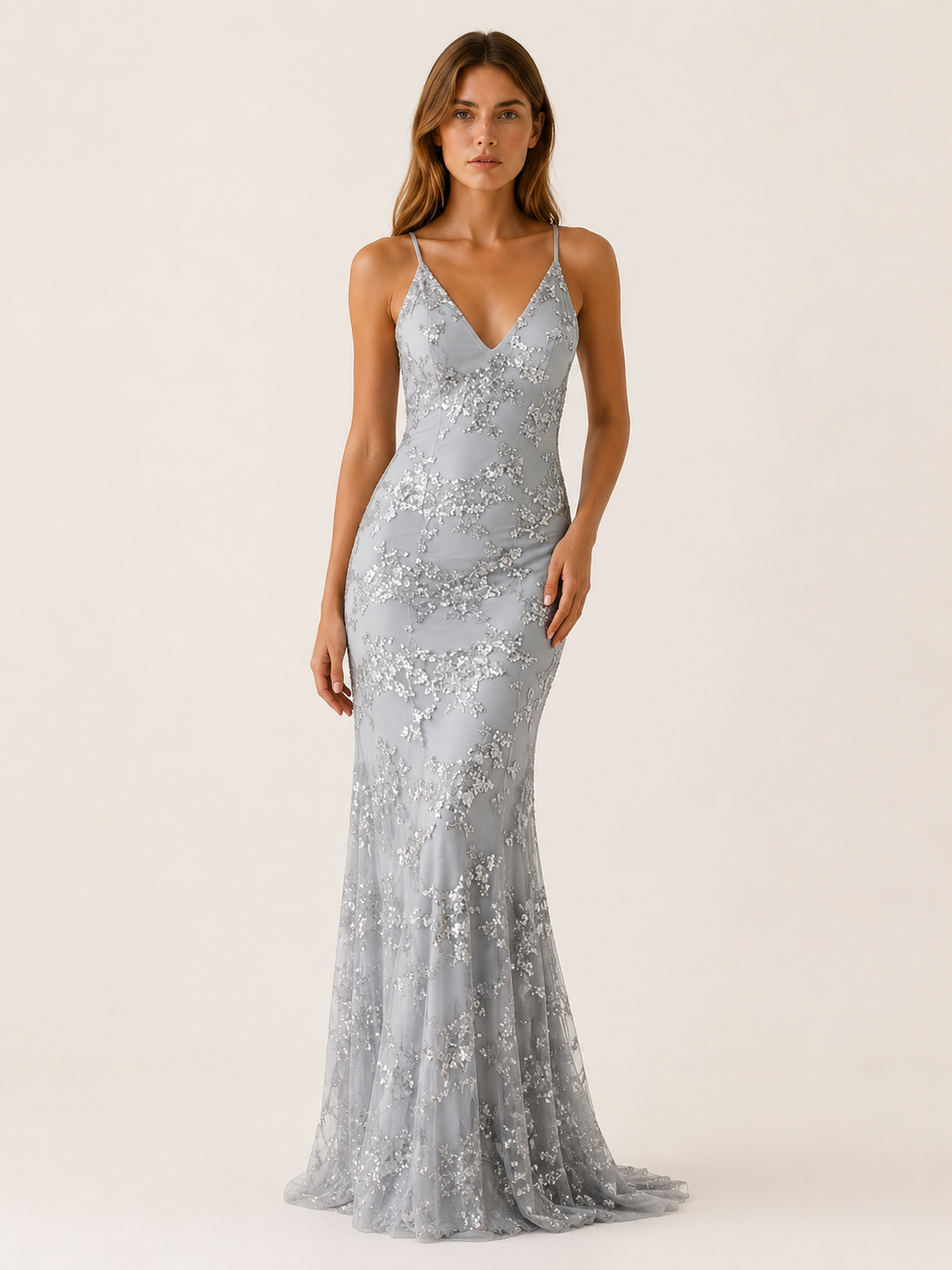 Wine Red Sequin Maxi Dress with Fitted Silhouette – close-up