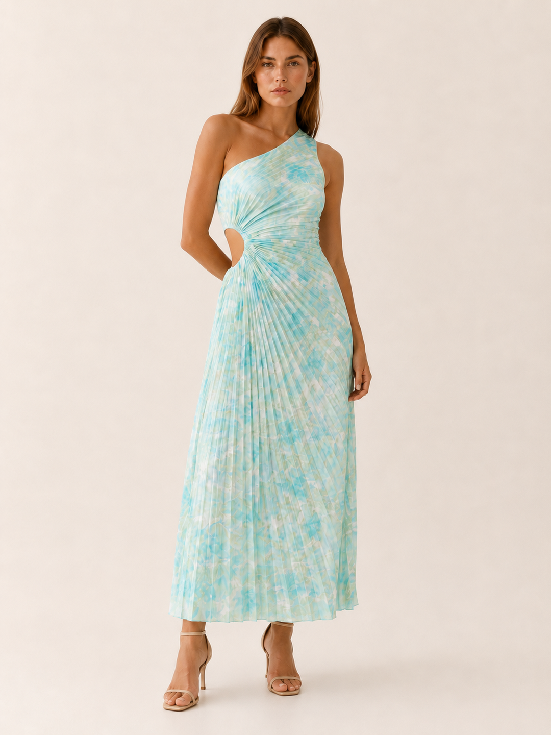Blue One Shoulder Floral Maxi Dress – detail view