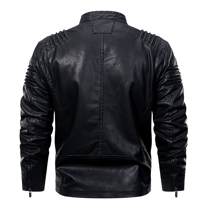 Black Kingdom leather jacket, back view