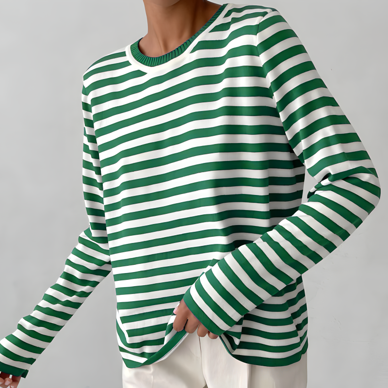 Grace Elegant Striped Shirt — styled view