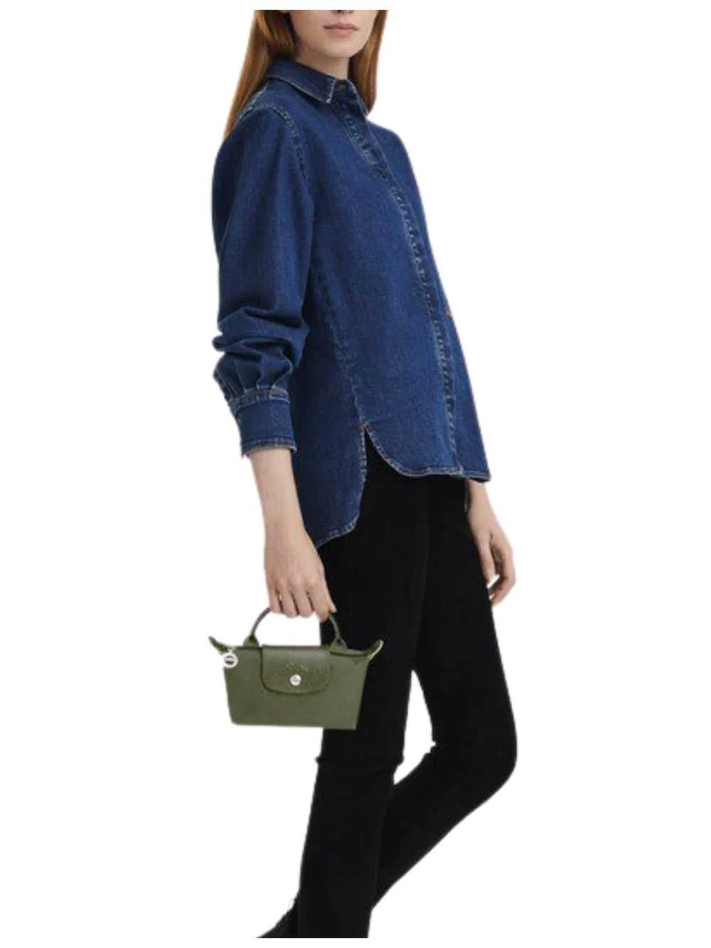 Longchamp Le Pliage Green XS Handbag Forest Green Worn On Model