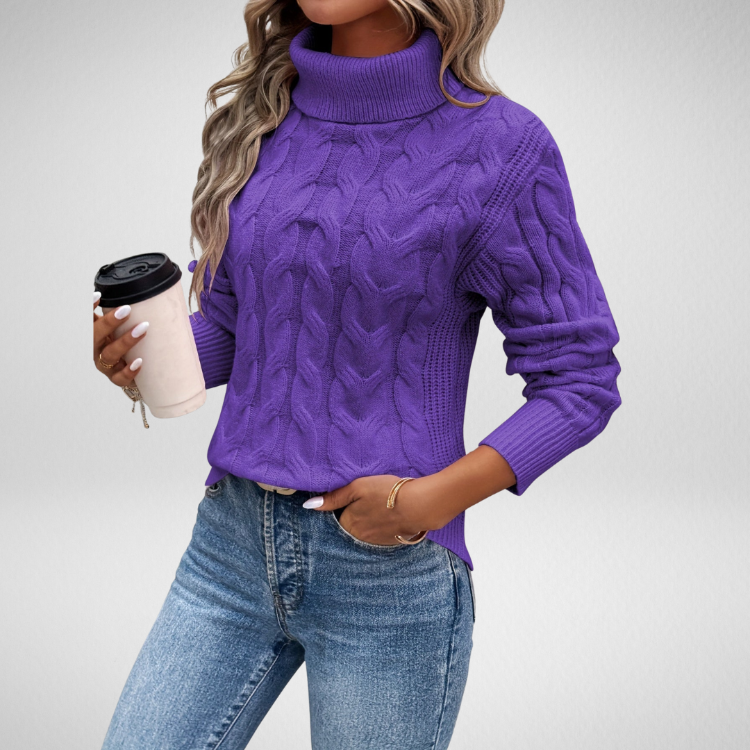 Wrenley | Women's Cable Knit Turtleneck Sweater