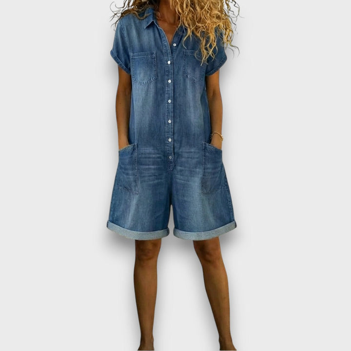 Saylor Denim Overalls — front view