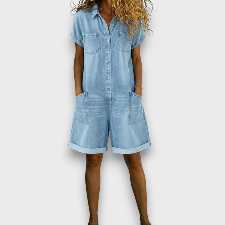 Saylor Denim Overalls — side view