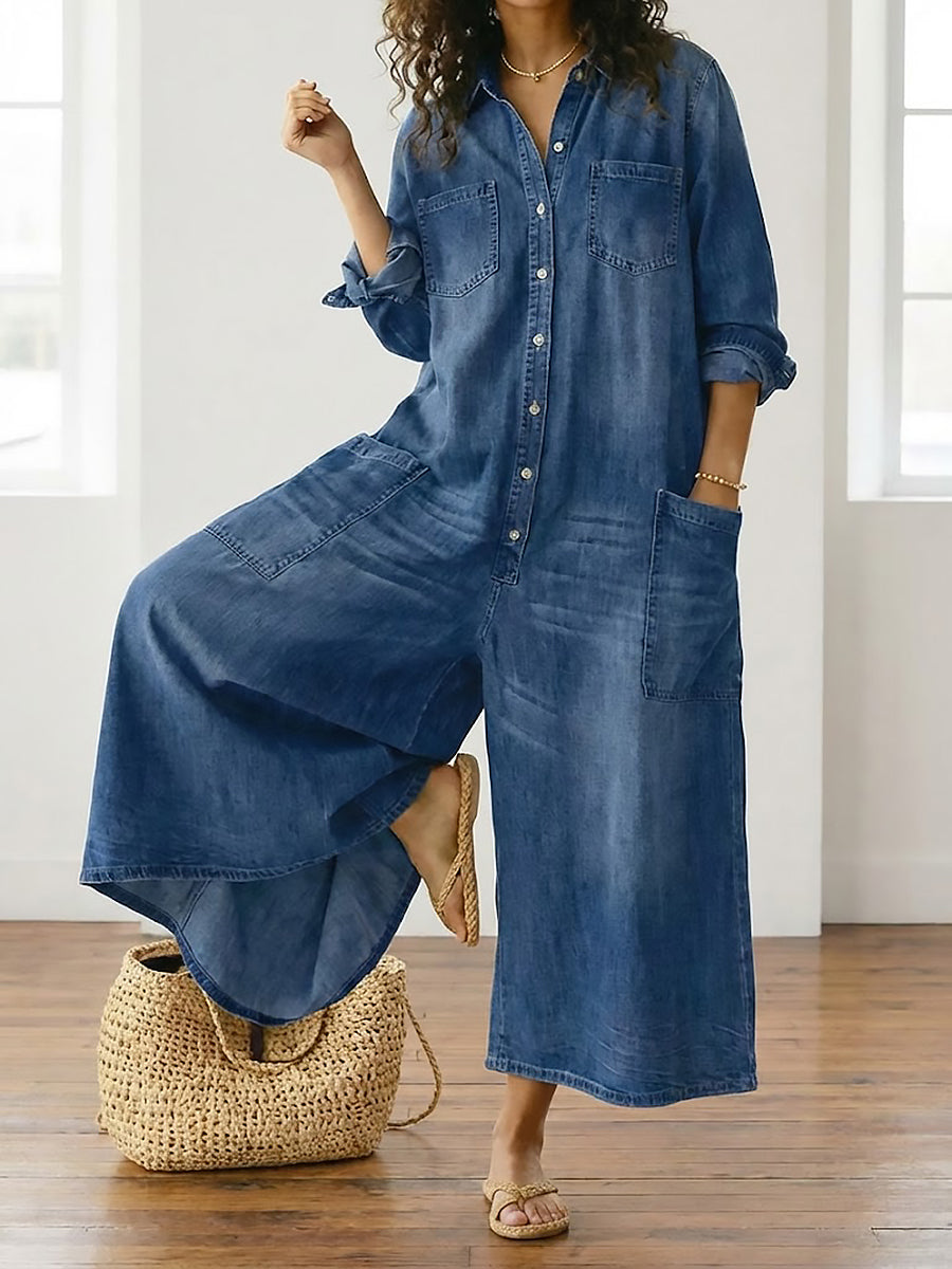 Saylor Denim Jumpsuit — lifestyle shot
