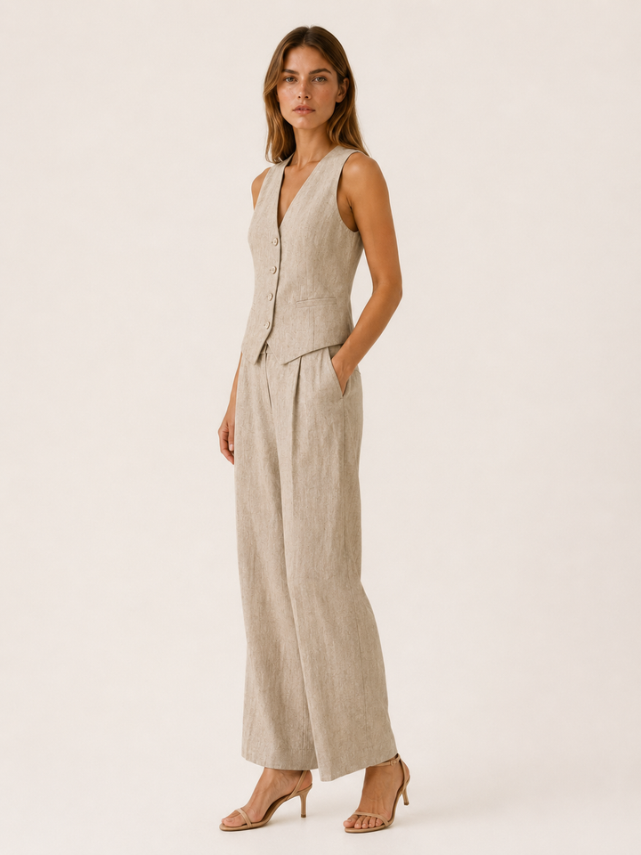 Ottilie | Two Piece Set with Tailored Vest and Wide Leg Trousers