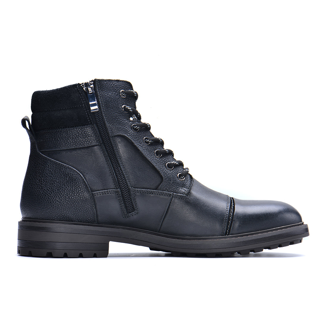 Paladin leather boots in black, front pair view