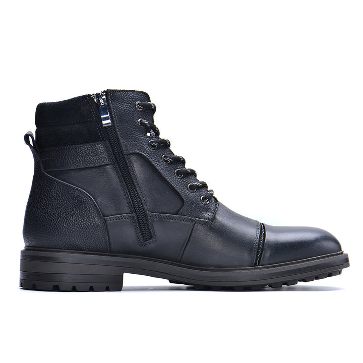 Paladin leather boots in black, front pair view