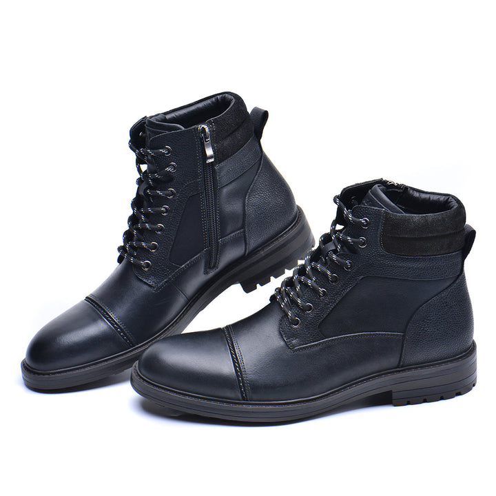 Paladin leather boots in black, back view