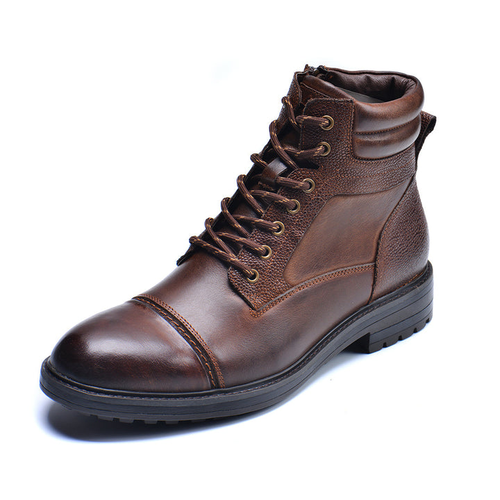 Paladin leather boots in brown, side pair view