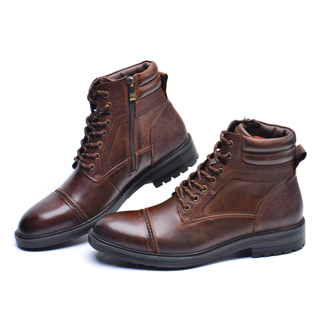 Paladin leather boots in brown, back view