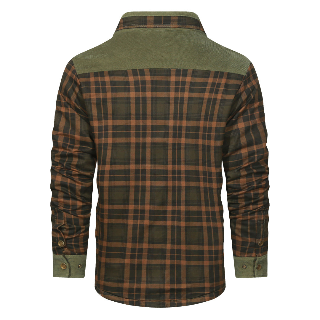 Forest Green plaid shirt jacket, back view