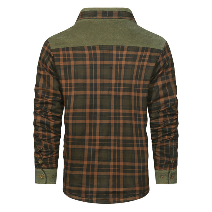 Forest Green plaid shirt jacket, back view