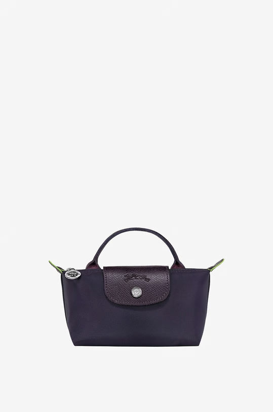 Longchamp Le Pliage Green XS Handbag Black Recycled Canvas Front View