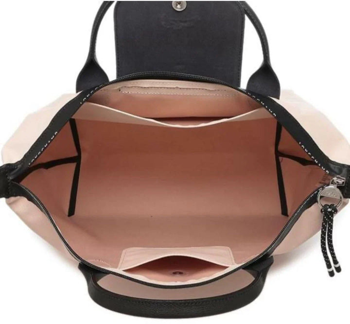 Longchamp Le Pliage Energy L Bag Pink — leather trim detail