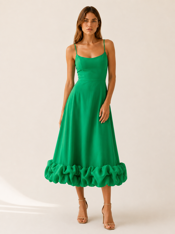 White Midi Dress with Ruffle Hem – lifestyle