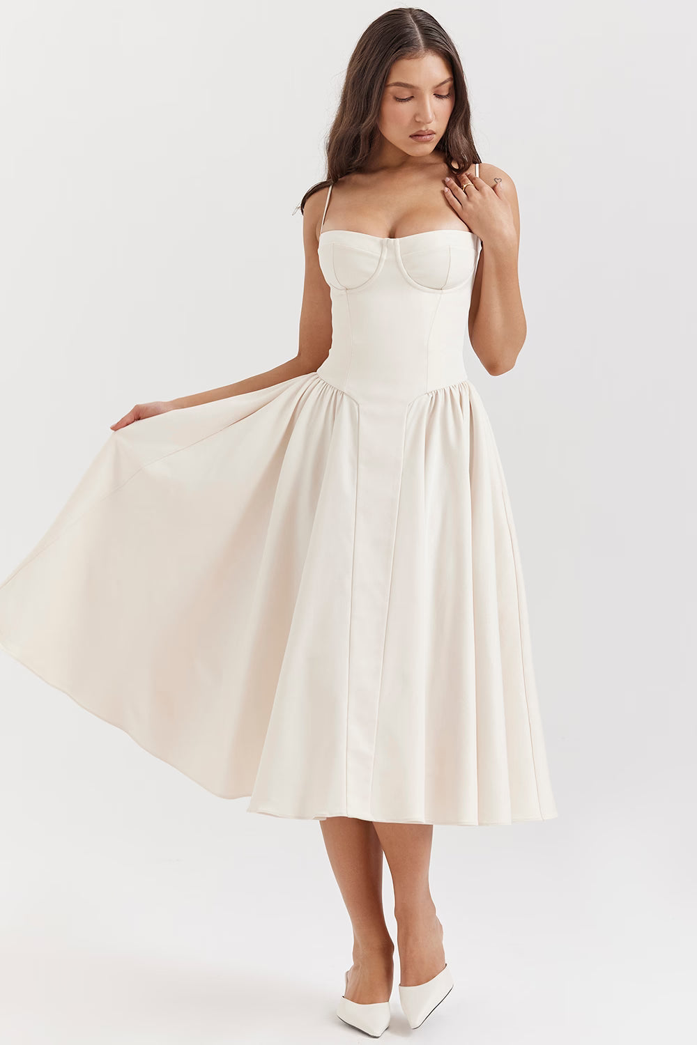 Lory Midi Dress sweetheart neckline detail