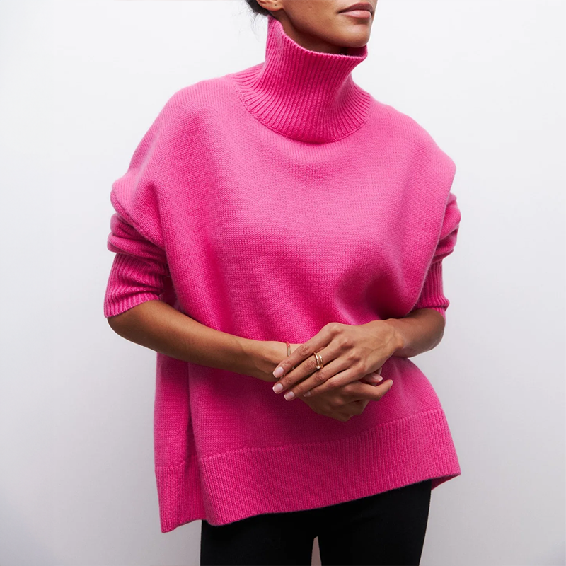 Amelia Elegant Knit Turtleneck Sweater — side view