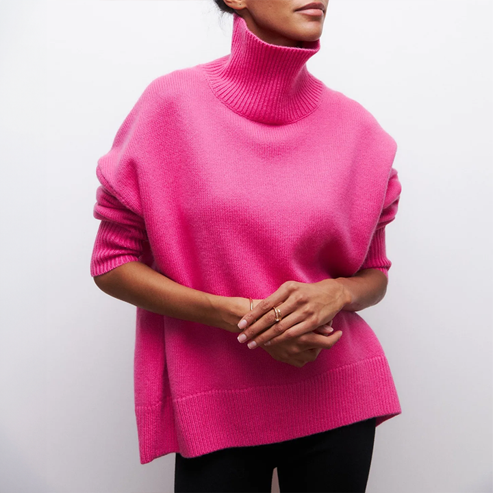 Amelia Elegant Knit Turtleneck Sweater — side view