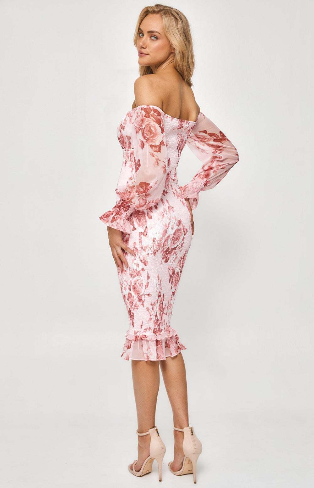 Miriam Midi Dress off-shoulder detail