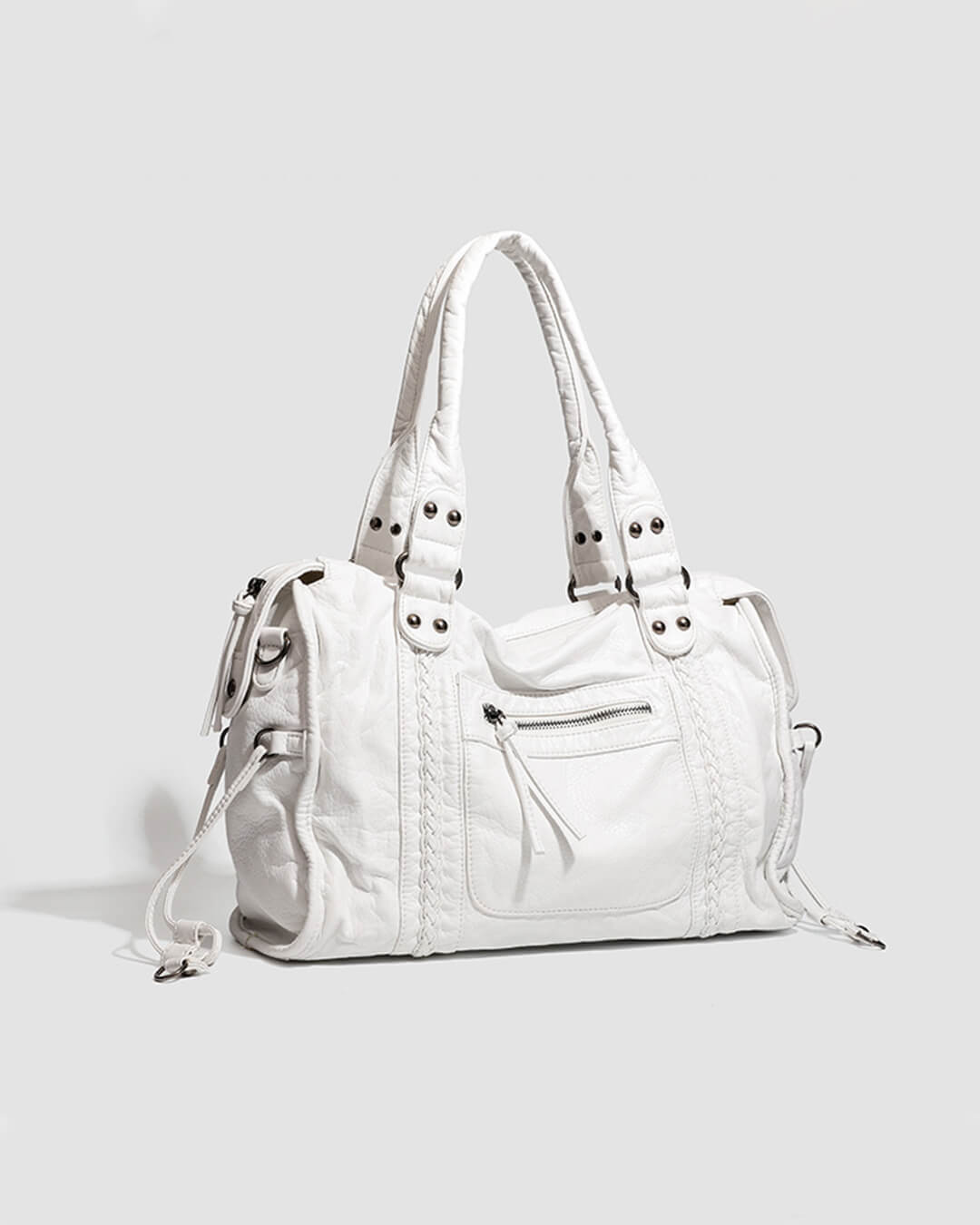 ARIA | Vintage Weave Shoulder Bag — women's bag, detail of the handles