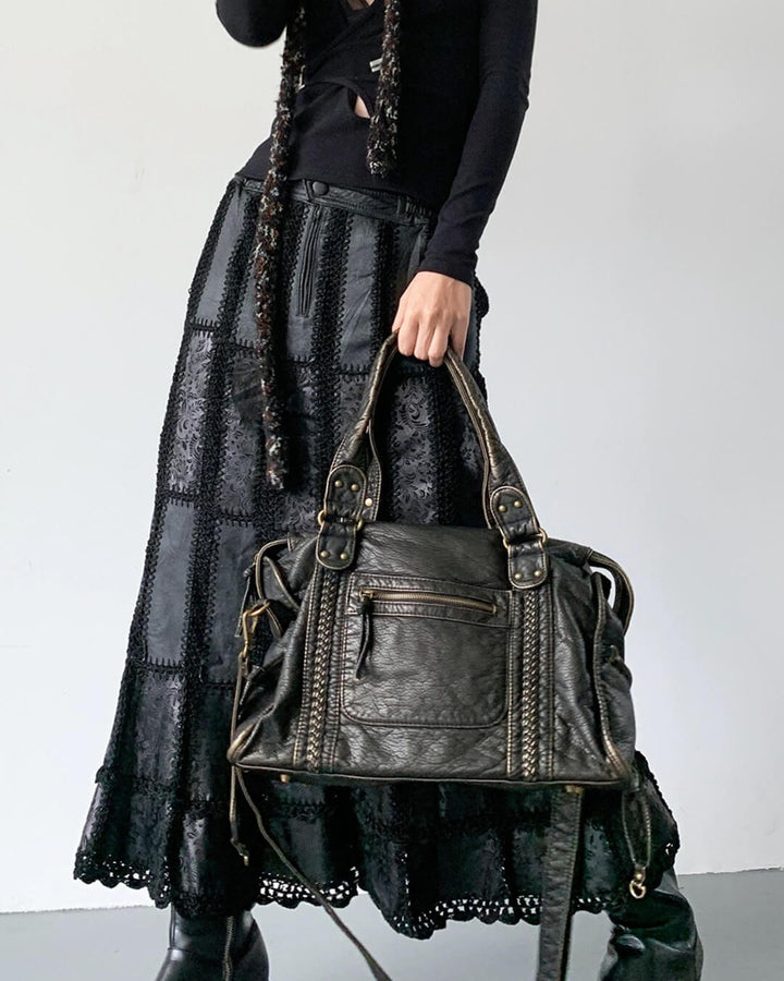 ARIA | Vintage Weave Shoulder Bag — women's bag, close-up of the fabric and handles