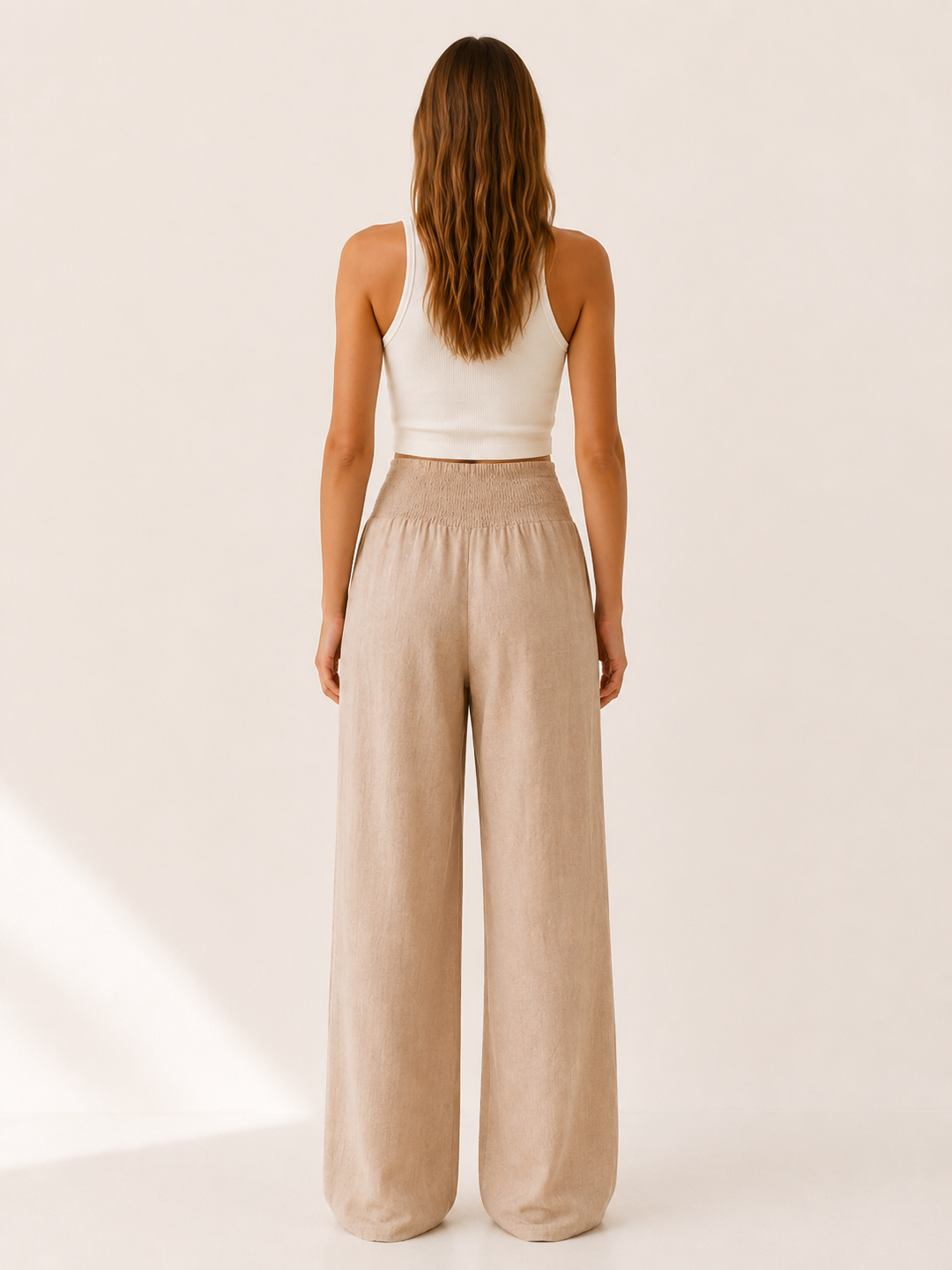 Sorrel | Wide Leg Beach Trousers with Smocked Waist